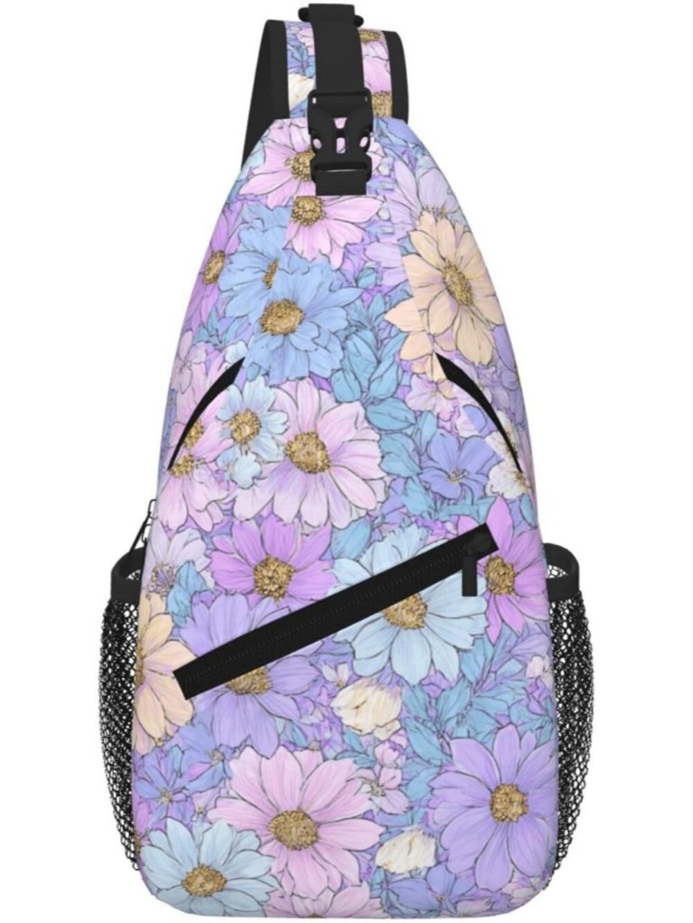 Unisex Pink Blue Butterfly Sling Backpack Hiking Chest Shoulder Crossbody Bag